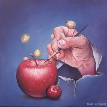 Malerei mit dem Titel "La pomme" von Daniel Schaub, Original-Kunstwerk, Öl