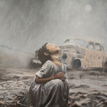 Peinture intitulée "Sous la pluie" par Daniel Servant, Œuvre d'art originale, Acrylique
