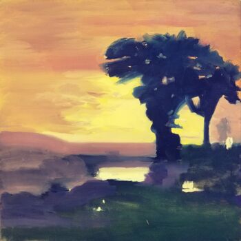 Painting titled "Tree against light" by Daniel Sisay, Original Artwork, Oil