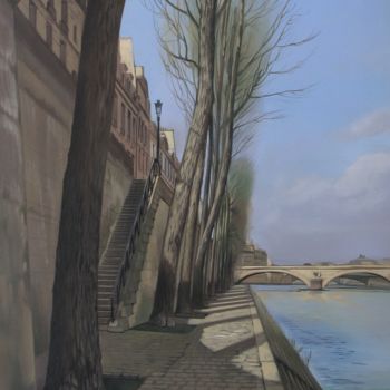 Painting titled "le-pont-louis-phili…" by Daniel Solnon, Original Artwork, Oil