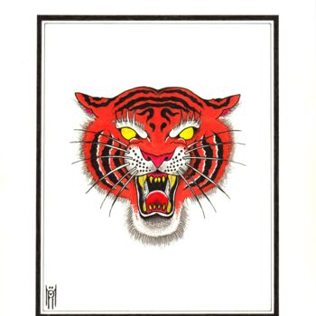 Dibujo titulada "Ghost Tiger" por Daniel Ströfer, Obra de arte original, Rotulador