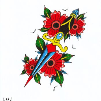 Dessin intitulée "Poppy's Dagger" par Daniel Ströfer, Œuvre d'art originale, Marqueur