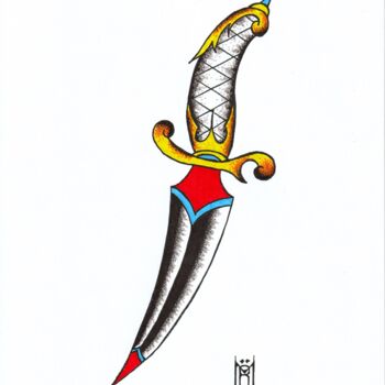 Dessin intitulée "Dagger" par Daniel Ströfer, Œuvre d'art originale, Marqueur