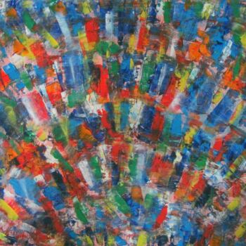 Painting titled "EXPLOSION IN THE SKY" by Daniel Toublanc, Original Artwork, Oil