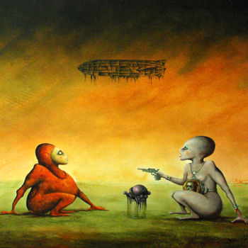 Peinture intitulée "Led Zeppelin" par Daniel Venjean, Œuvre d'art originale, Huile