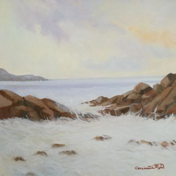 Painting titled "Tramonto sul mare" by Daniela Ceccanti, Original Artwork, Oil