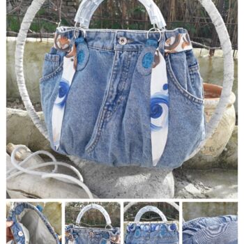 纺织艺术 标题为“Borsa in jeans” 由Daniela La Rovere, 原创艺术品, 布