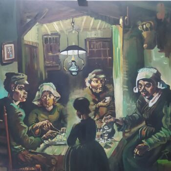 Painting titled "Os Comedores de Bat…" by Daniela Lopes, Original Artwork, Oil