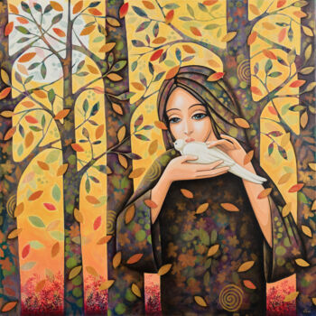Pittura intitolato "Carezza d'autunno" da Daniela Prezioso Einwaller, Opera d'arte originale, Acrilico Montato su Telaio per…
