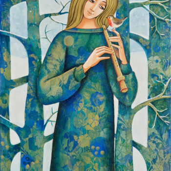 Painting titled "Inverno" by Daniela Prezioso Einwaller, Original Artwork, Acrylic Mounted on Wood Stretcher frame