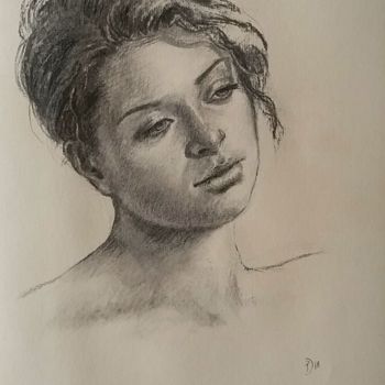 Drawing titled "Ritratto a carbonci…" by Daniela Protopapa, Original Artwork, Charcoal