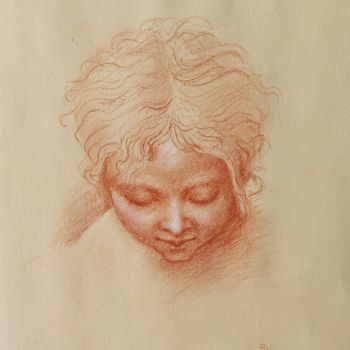 Disegno intitolato "Copia dal Parmigian…" da Daniela Protopapa, Opera d'arte originale, Matita