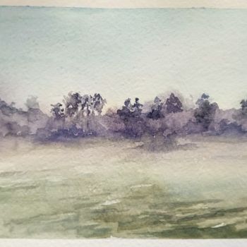 Painting titled "Nebbia al Parco Nord" by Daniela Protopapa, Original Artwork, Watercolor