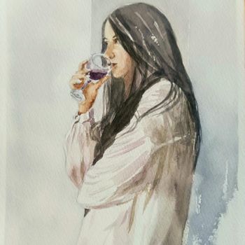 Painting titled "Un brindisi al 2021" by Daniela Protopapa, Original Artwork, Watercolor