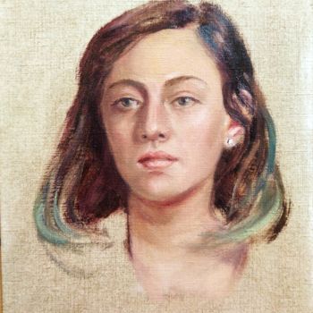 Painting titled "Ragazza dai ciuffi…" by Daniela Protopapa, Original Artwork, Oil
