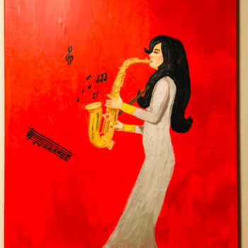 Painting titled "la relaxation music…" by Daniela Rothem Partouche, Original Artwork, Acrylic Mounted on Wood Stretcher frame