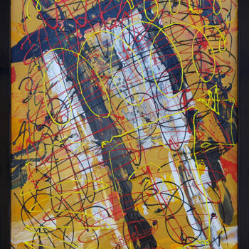 Painting titled "Mental Tension" by Daniela Rotwein, Original Artwork, Acrylic Mounted on Cardboard