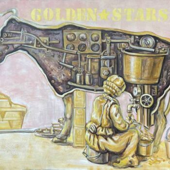 Pintura titulada "The Golden Cow" por Daniela Trandafir, Obra de arte original, Acrílico