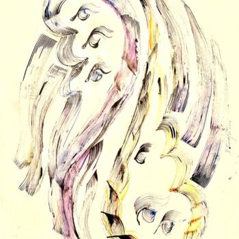Рисунок под названием "inside vision" - Daniela Trandafir, Подлинное произведение искусства, Чернила