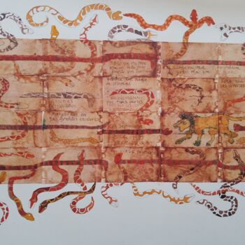 Pintura titulada "Papiro de la memoria" por Daniela Cuellar, Obra de arte original, Tinta