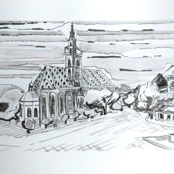 Disegno intitolato "il Duomo" da Daniela Di Costanzo, Opera d'arte originale, Inchiostro