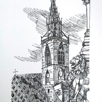 Drawing titled "Campanile" by Daniela Di Costanzo, Original Artwork, Ink