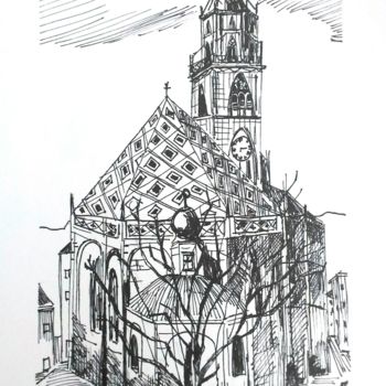 Disegno intitolato "Duomo" da Daniela Di Costanzo, Opera d'arte originale, Inchiostro