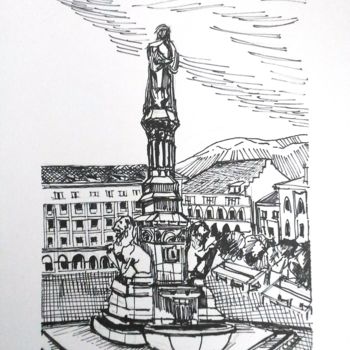 Drawing titled "Piazza Walther von…" by Daniela Di Costanzo, Original Artwork, Ink