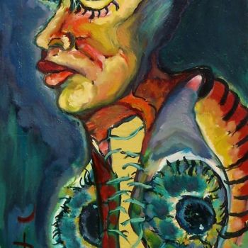 Malerei mit dem Titel "The Blind Woman" von Daniela Isache, Original-Kunstwerk, Öl