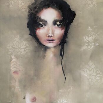 Painting titled "Romántica Ninfa abs…" by Daniela Nocito, Original Artwork, Oil Mounted on Wood Stretcher frame
