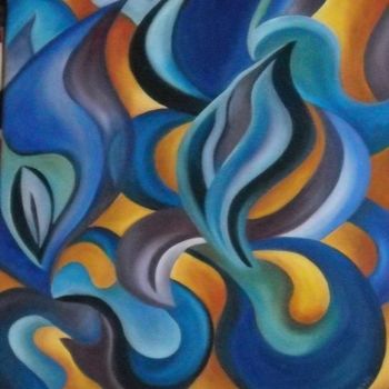 Peinture intitulée "Blue Irises" par Daniela Safrankova, Œuvre d'art originale, Huile