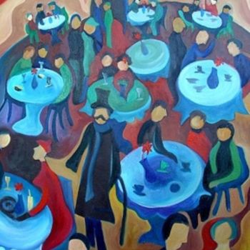 Painting titled "Zeimianskaja Cafe II" by Daniela Safrankova, Original Artwork, Oil