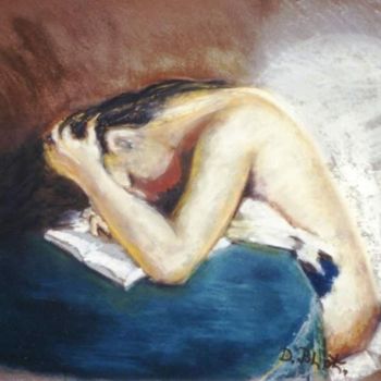 Pintura intitulada "La femme assoupie" por Kévin Blot, Obras de arte originais, Óleo