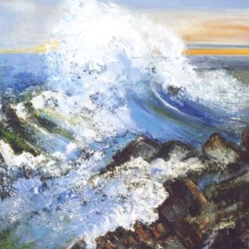 Painting titled "La grosse vague" by Kévin Blot, Original Artwork, Oil