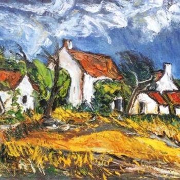 Pintura intitulada "Tempête en Normandie" por Kévin Blot, Obras de arte originais, Óleo
