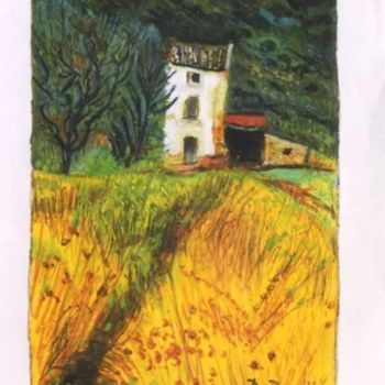 Peinture intitulée "La maison isolée" par Kévin Blot, Œuvre d'art originale, Huile