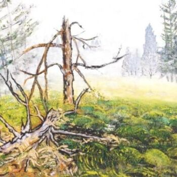 Peinture intitulée "L'arbre brisé" par Kévin Blot, Œuvre d'art originale, Huile