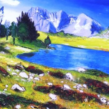 Pintura intitulada "Le lac d'Aumar (Pyr…" por Kévin Blot, Obras de arte originais
