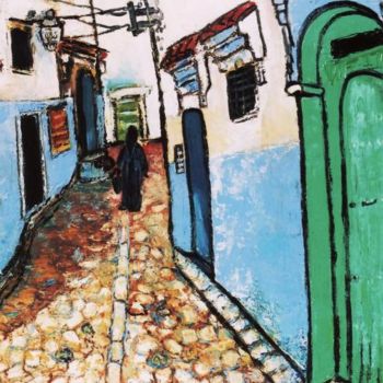 Painting titled "Rue du Maroc" by Kévin Blot, Original Artwork, Other