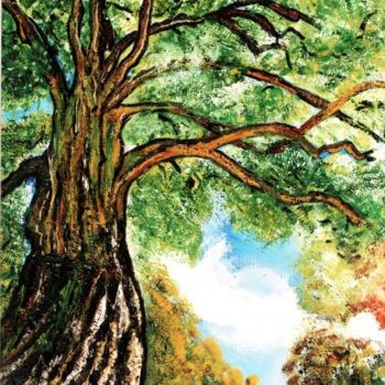 Peinture intitulée "Le vieux chêne" par Kévin Blot, Œuvre d'art originale, Huile