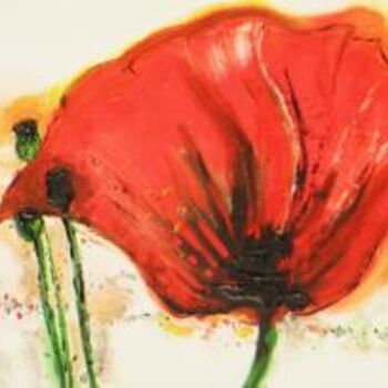 Painting titled "Coquelicots au vent" by Kévin Blot, Original Artwork, Other