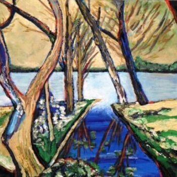Pintura intitulada "Ruisseau se jetant…" por Kévin Blot, Obras de arte originais, Óleo