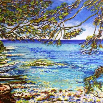 Painting titled "La Côte d'Azur" by Kévin Blot, Original Artwork, Oil