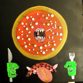 Painting titled "Pizza Party" by Daniele Iandolo, Original Artwork