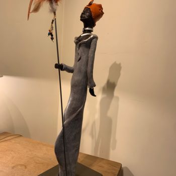 Escultura titulada "NJAHLA  Massaï" por D.J.Sculpteur, Obra de arte original, Terracota