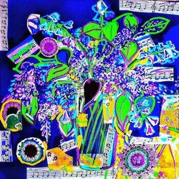 Картина под названием "La note bleue" - Daniele Jasselin, Подлинное произведение искусства, Акрил Установлен на Деревянная р…