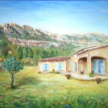 Peinture intitulée "Mas provençal (Roqu…" par Danièle Kechidi, Œuvre d'art originale, Huile Monté sur Châssis en bois