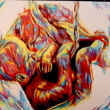 Drawing titled "BIRTH" by Daniele Zaggia, Original Artwork, Conté