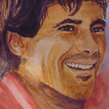 Painting titled "Ayrton Senna" by Daniel Halin, Original Artwork, Watercolor