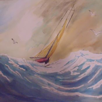Pintura titulada "Au vent du large" por Daniel Halin, Obra de arte original, Acuarela